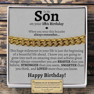 To My Son 18th Birthday Classic Cuban Bracelet - Love You This Much